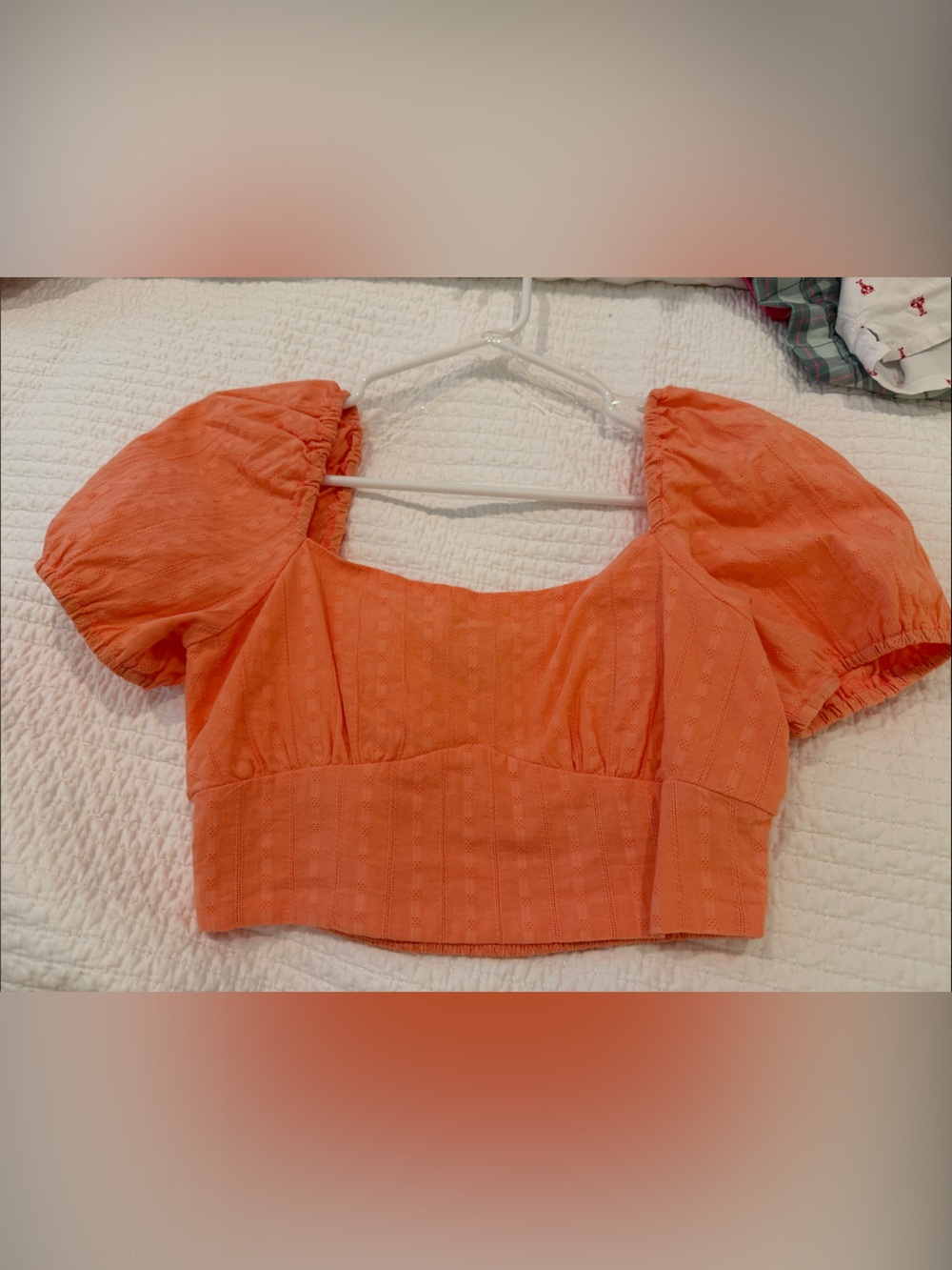 Orange Puff Sleeve Crop Top